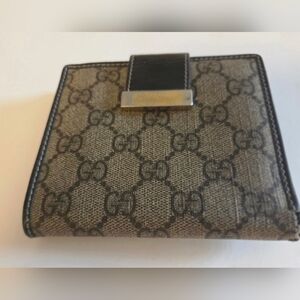 GUCCI GG MONOGRAM  PREOWNED WALLET, DARK BROWN